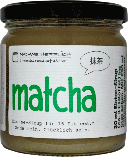 Madame Herrlich. Sirupsorten. Matcha Eistee.